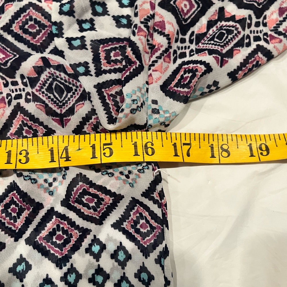 Charlotte Russe Sheer Top.  Size Medium purple, teal and black multi colors - Picture 12 of 15